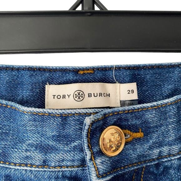 Tory Burch Cropped High Rise Straight Jeans size 29 Button Fly - Picture 5 of 10
